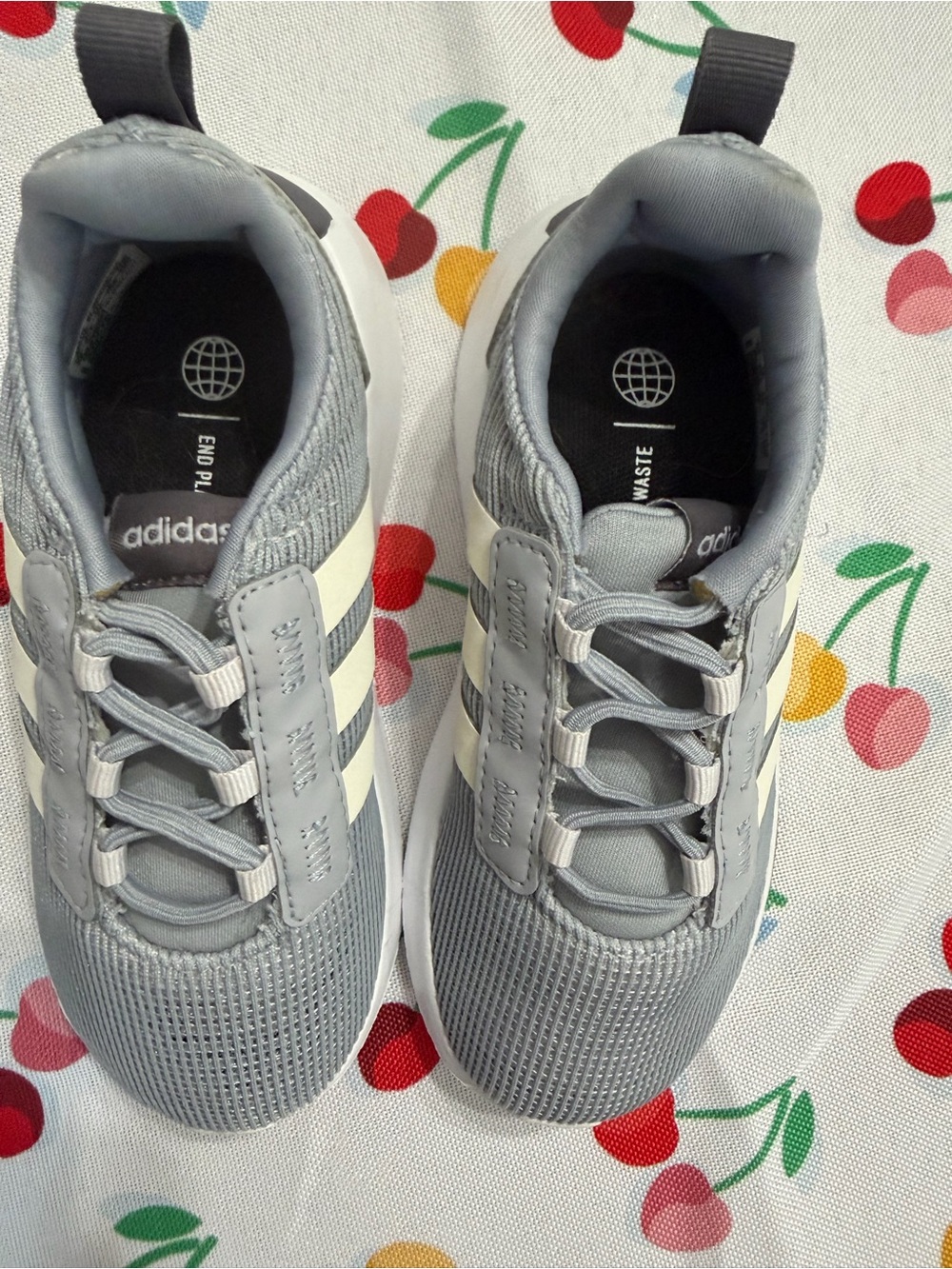 adidas Gray Sneakers with Cream Stripes